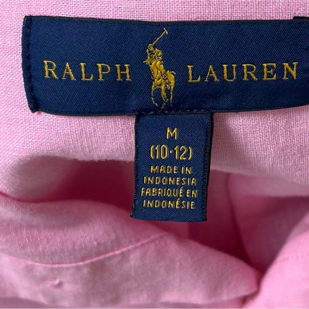 POLO RALPH LAUREN New Rose Embroidered Pony Logo Linen Oxford Dress Shirt - Picture 4 of 8